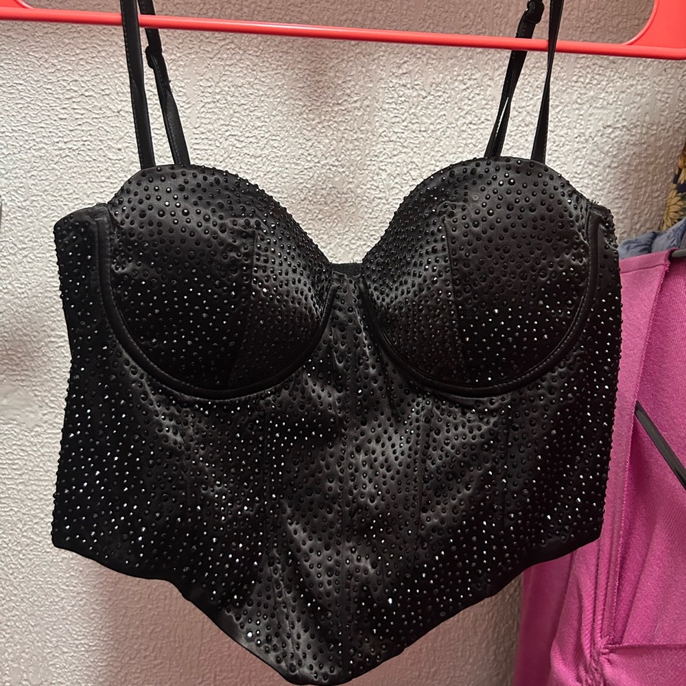 Windsor Elegant Studded Black Satin Piece NWT